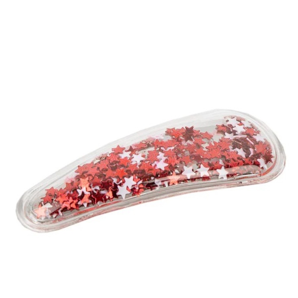 Red and white glitter stars hair clip